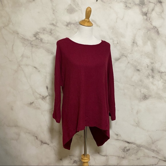 1.STATE Deep Rouge Knot Back Waffle Knit Top - Picture 2 of 11